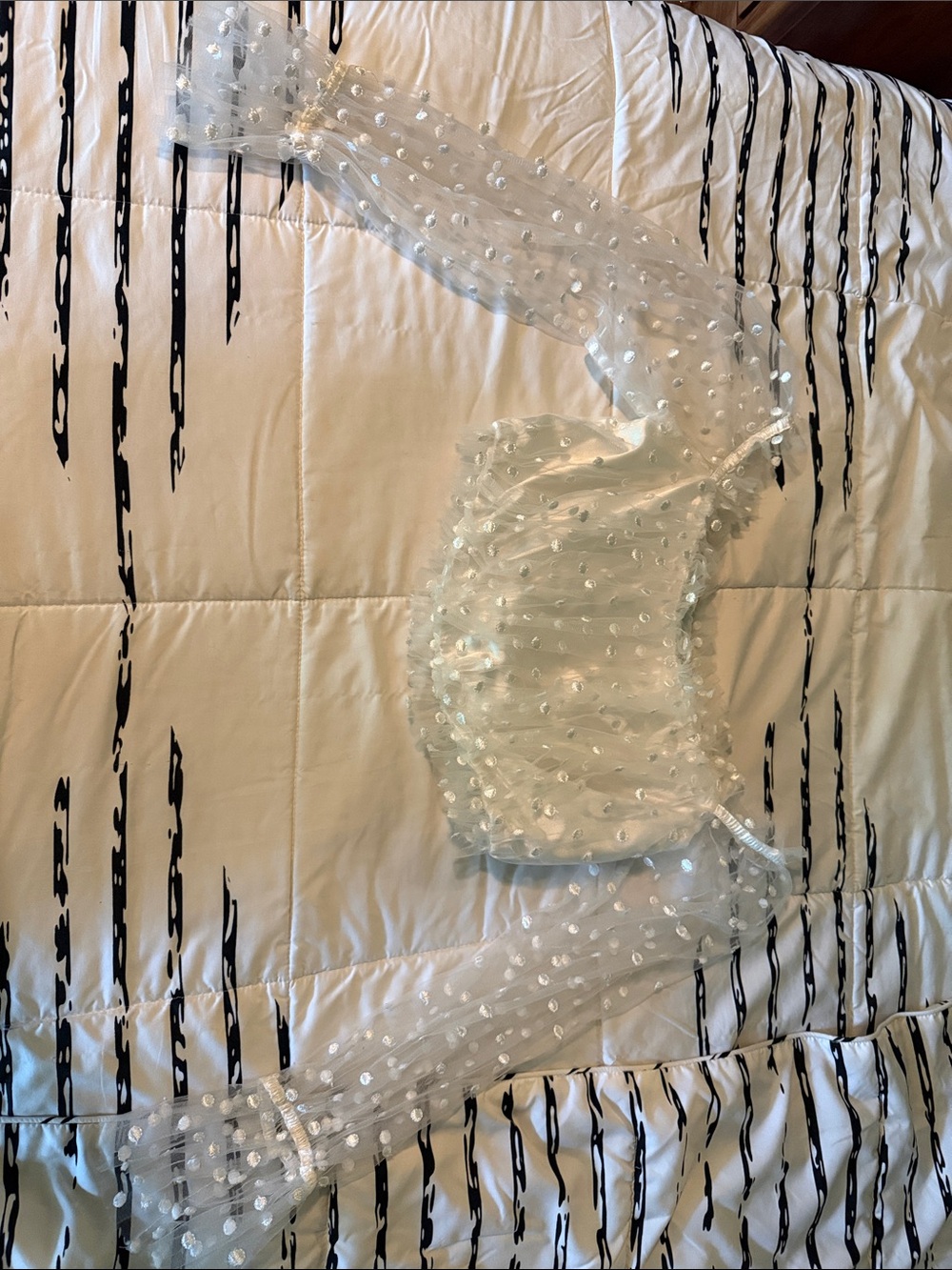 Lush Sheer White Polka Dot Ruffle Crop Top